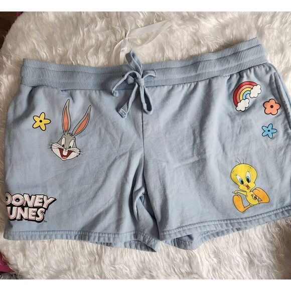 Looney Tunes XXL 19, light blue shorts with Tweety, Bugs Bunny, and Sylvester. - Picture 1 of 9
